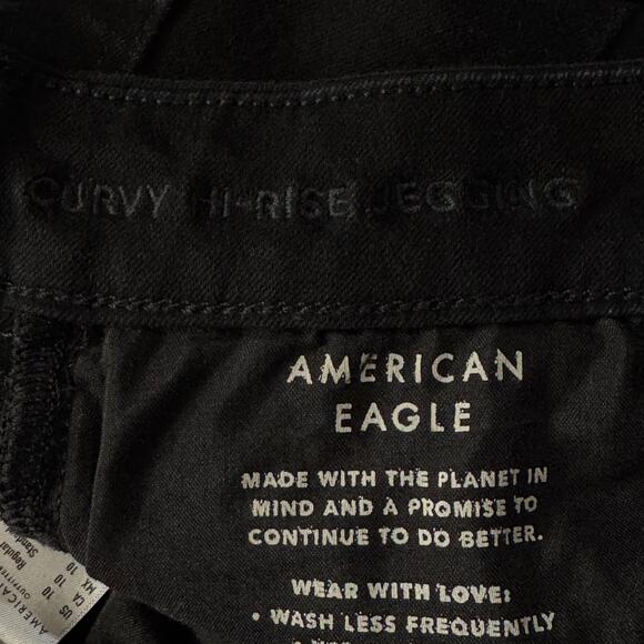 American Eagle SZ 10 Curvy Hi-Rise Jeggings Jeans Stretch Zip-Fly Pockets Black - Picture 11 of 11